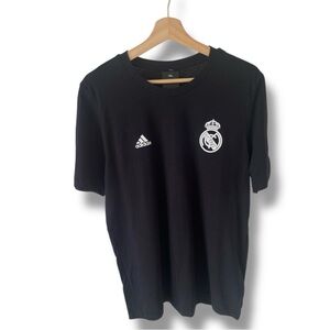 Adidas Real Madrid black fan cotton tee shirt. Size M.